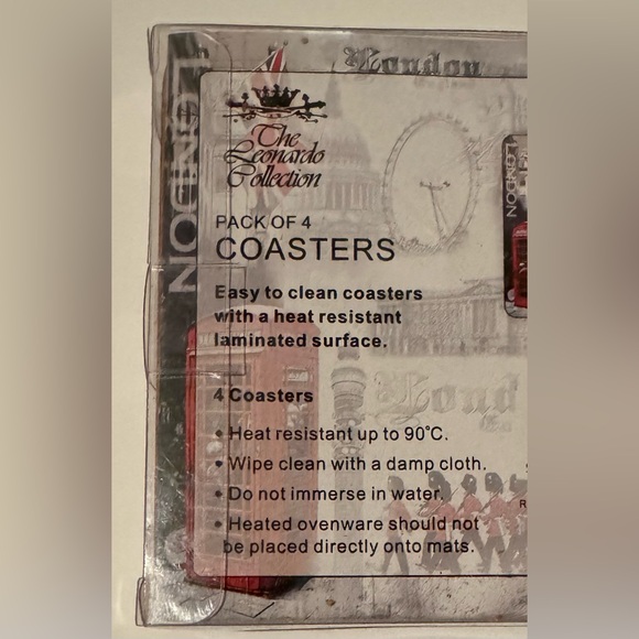 London England Coasters Set of 4 Souvenir The Leonardo Collection - Picture 3 of 4